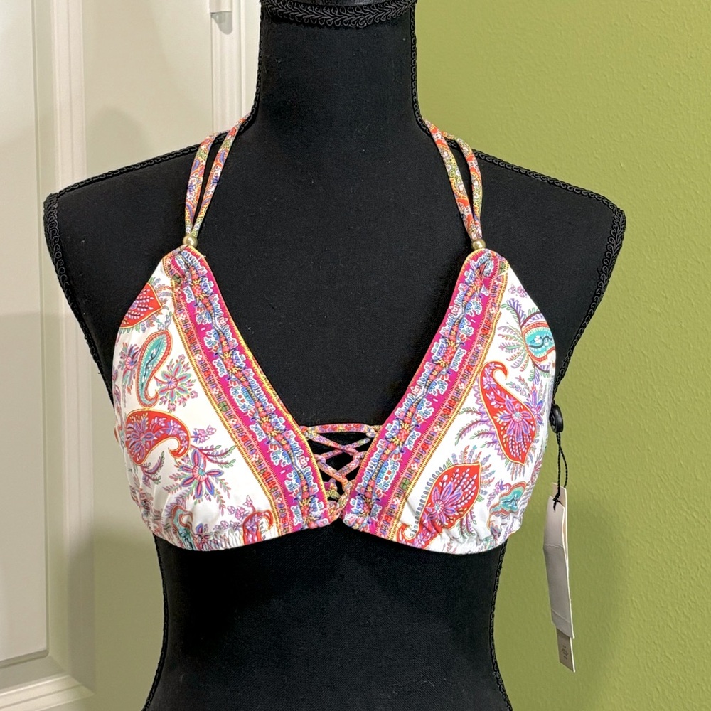 Nanette Lepore Paisley Bikini Top Size Large NWT